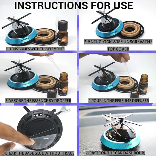 YOURKARTS AUTO ROTATING HELICOPTER Car Dashboard AIR FRESHNER Giving a Cool and Stylish Look to Your Car's Interior. No Batteries and No Power Required for this