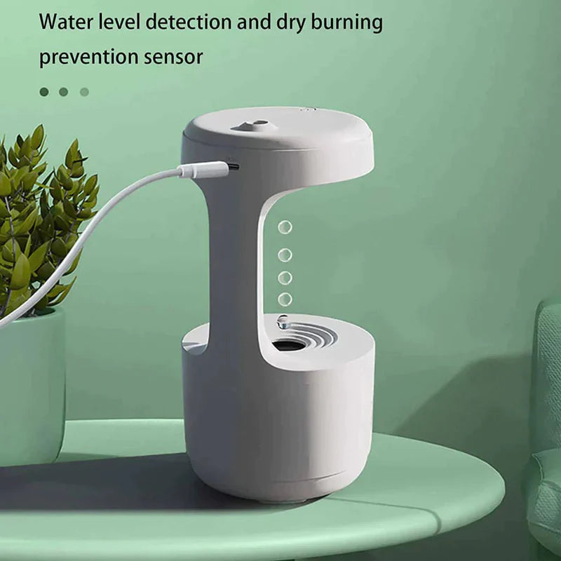 Anti Gravity Humidifier with LED Clock Display, Ultrasonic Water Drip Humidifier, Cool Mist Aromatherapy Diffuser, Floating Water Droplet Humidifier, Rain Cloud Diffuser, Levitating Water Drop