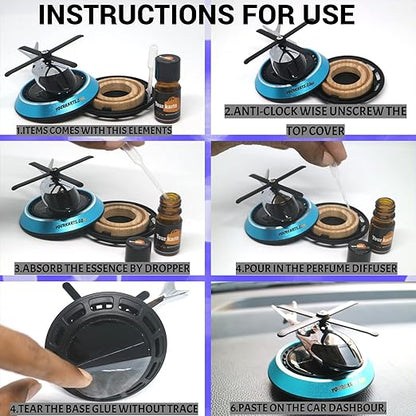 YOURKARTS AUTO ROTATING HELICOPTER Car Dashboard AIR FRESHNER Giving a Cool and Stylish Look to Your Car's Interior. No Batteries and No Power Required for this