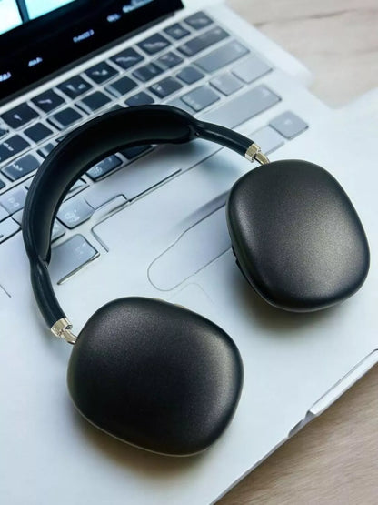 Airpods Max-P9 On-Ear Bluetooth Headphones with Mic – Wireless Max Headset, Deep Bass, Hands-Free Calling, Comfortable Fit – Black